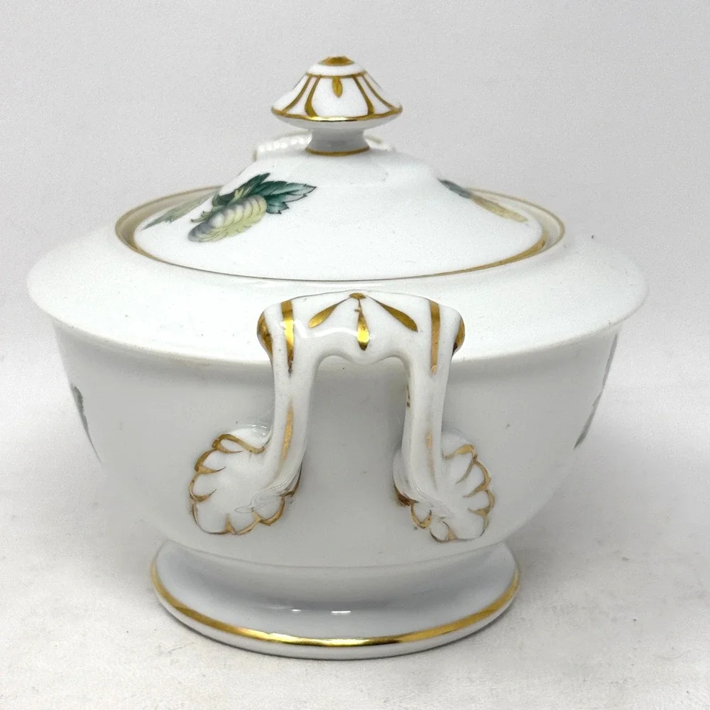 Sango Japan Chrysanthemum Lidded Sugar Bowl Gold Trim Floral Porcelain Vintage